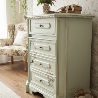 Komoda shabby chic, komoda cottagecore, komoda prowansalska, sekretarzyk, sekretarzyk shabby chic