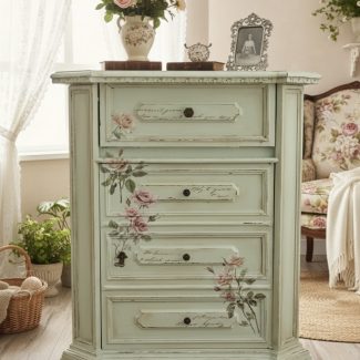 Komoda shabby chic, komoda cottagecore, komoda prowansalska, sekretarzyk, sekretarzyk shabby chic