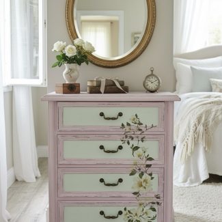 Komoda shabby chic, komoda prowansalska, komoda różowa, komoda romantyczna